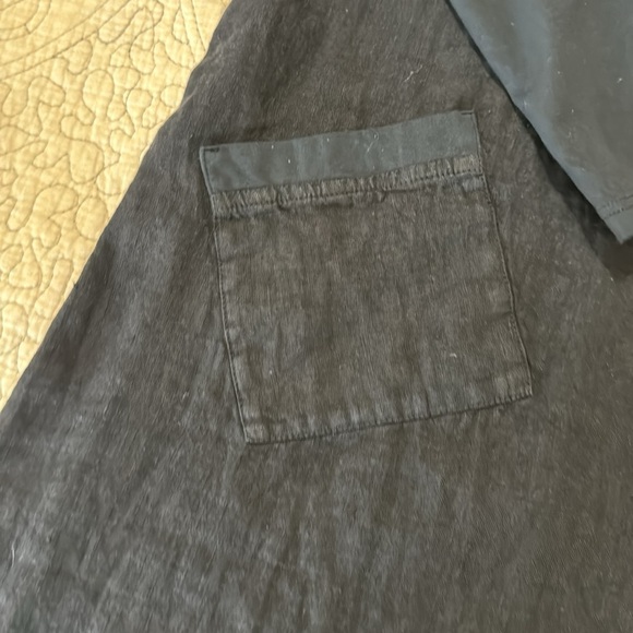 FLAX Woman’s 100% Linen Black Leganlook Tunic, Long Sleeve Pocket Dress - Picture 6 of 11